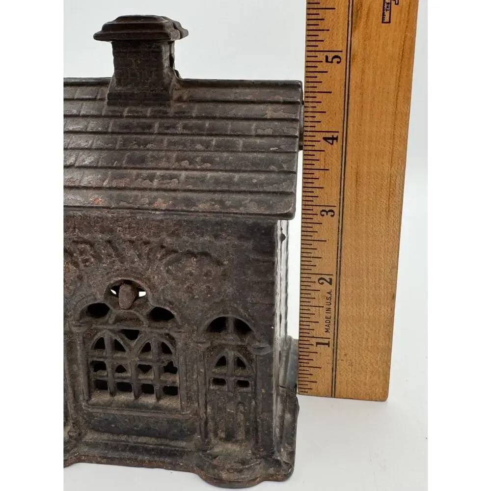 Antique Still Bank Cast Iron House Shape 5